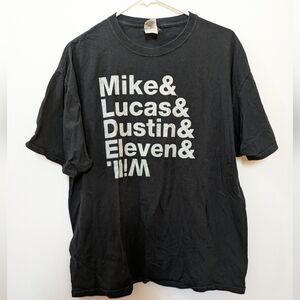 Mike & Lucas & Dustin & Eleven - Stranger Things Black Short Sleeve Shirt